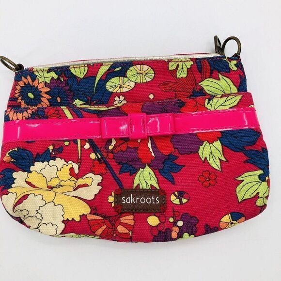 Sakroots Mini Crossbody Purse Bag Peace Campus Mini Pink Bow - missing strap - Picture 1 of 6
